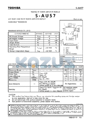 S-AU57 datasheet - UHF BAND HAM FA RF POWER AMPLIFIER MODULE HAND-HELD TRANSCEIVER