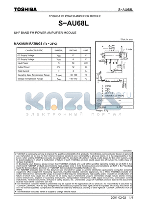 S-AU68L datasheet - UHF BAND FM POWER AMPLIFIER MODULE