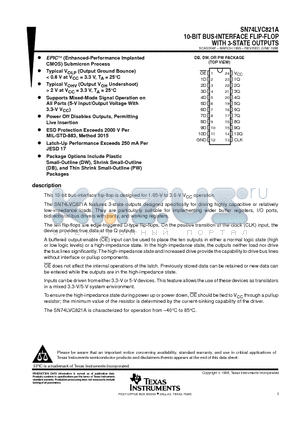 SN74LVC821APW datasheet - 10-BIT BUS-INTERFACE FLIP-FLOP WITH 3-STATE OUTPUTS