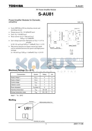 S-AU81 datasheet - RF Power Amplifier Module