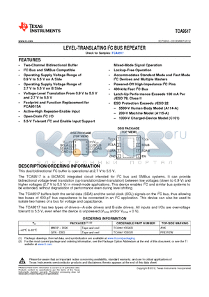 TCA9517DR datasheet - LEVEL-TRANSLATING I2C BUS REPEATER