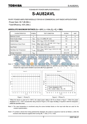 S-AU82AVL datasheet - RF POWER AMPLIFIER MODULE FM RF POWER AMPLIFIER MODULE FOR 60-W COMMERCIAL UHF RADIO APPLICATIONS