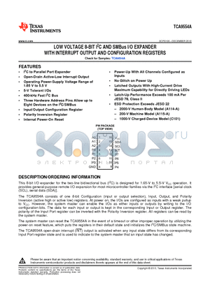 TCA9554A datasheet - LOW VOLTAGE 8-BIT I2C AND SMBus I/O EXPANDER