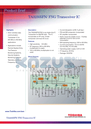 TOSHIBA_TA32305FN datasheet - TA32305FN/FNG Transceiver IC