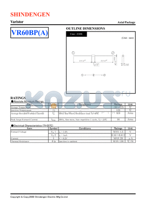 VR60BP datasheet - Varistor