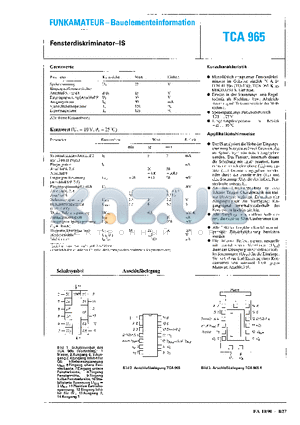 TCA965 datasheet - Fensterdiskriminator-IS