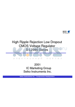 S-L2980 datasheet - High Ripple Rejection Low Dropout CMOS Voltage Regulator S-L2980 Series