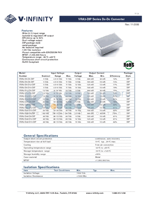 VRA3-D12-D15-DIP datasheet - Dc-Dc Converter