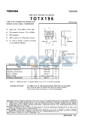 TOTX196 datasheet - FIBER OPTIC TRANSMITTING MODULE