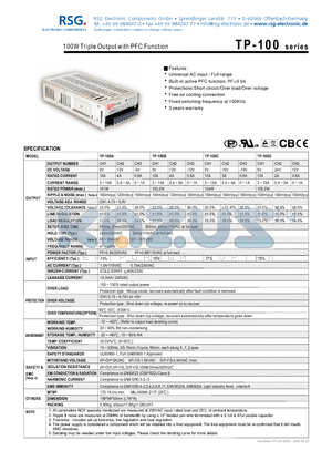 TP-100B datasheet - 100W Triple Output with PFC Function