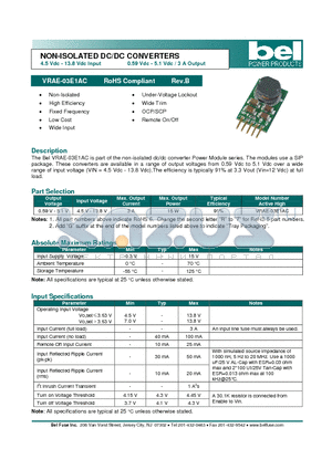 VRAE-03E1AC datasheet - NON-ISOLATED DC/DC CONVERTERS