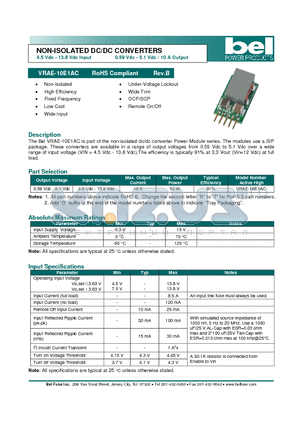 VRAE-10E1AC datasheet - NON-ISOLATED DC/DC CONVERTERS