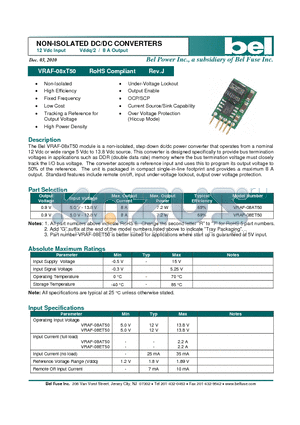 VRAF-08AT50 datasheet - NON-ISOLATED DC/DC CONVERTERS