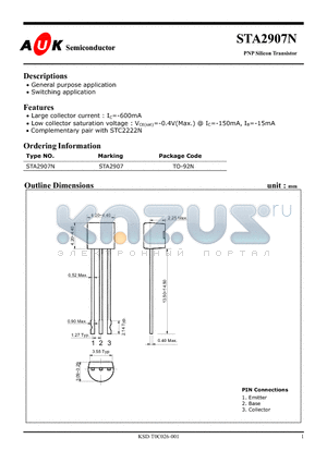 STA2907N datasheet - PNP Silicon Transistor