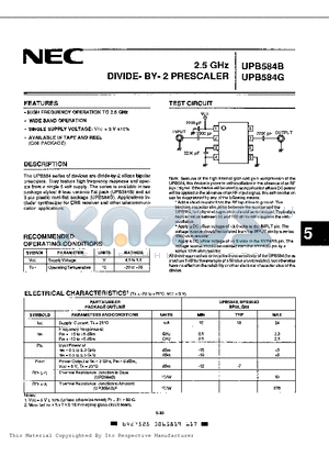 UPB584B datasheet - 2.5GHz DIVIDE-BY-2 PRESCALER