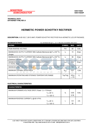 SHD119223_08 datasheet - HERMETIC POWER SCHOTTKY RECTIFIER