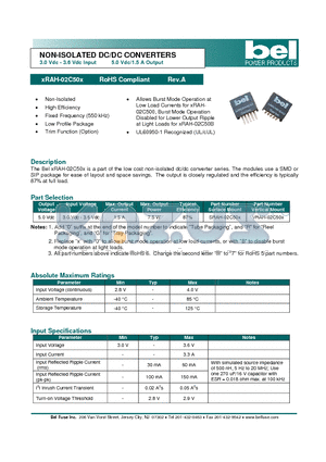 VRAH-02C50X datasheet - NON-ISOLATED DC/DC CONVERTERS