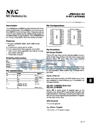 UPB8282C datasheet - 8-BIT LATCHES