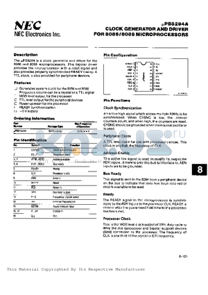 UPB8284A datasheet - CLOCK GENERATOR AND DRIVER FOR 8086/8088 MICROPROCESSORS