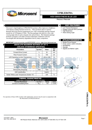 UPBLED470A datasheet - HIGH BRIGHTNESS BLUE LED