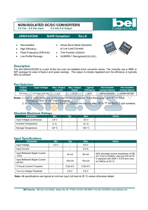 VRAH-03C500 datasheet - NON-ISOLATED DC/DC CONVERTERS