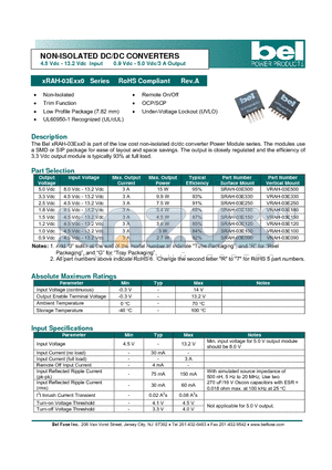 VRAH-03E150 datasheet - NON-ISOLATED DC/DC CONVERTERS