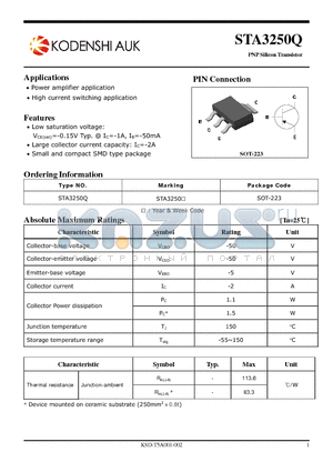 STA3250Q datasheet - PNP Silicon Transistor