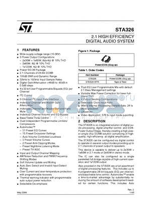 STA326 datasheet - 2.1 HIGH EFFICIENCY DIGITAL AUDIO SYSTEM