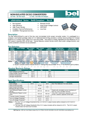 VRAH-03H120 datasheet - NON-ISOLATED DC/DC CONVERTERS