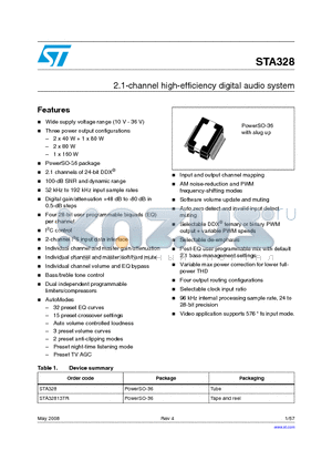 STA328 datasheet - 2.1-channel high-efficiency digital audio system