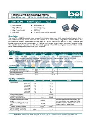 VRAH-03L2A0 datasheet - NON-ISOLATED DC/DC CONVERTERS