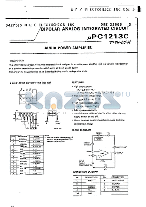 UPC1213C datasheet - AUDIO POWER AMPLIFIER