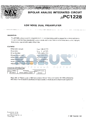 UPC1228 datasheet - LOW NOISE DUAL PREAMPLIFIER