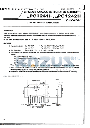 UPC1242H datasheet - 7W AF POWER AMPLIFIER