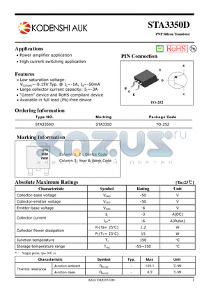 STA3350D datasheet - PNP Silicon Transistor