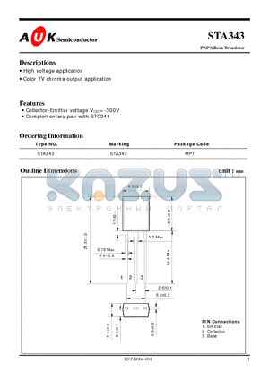 STA343 datasheet - PNP Silicon Transistor