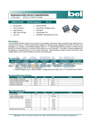 VRAH-07A1A0 datasheet - NON-ISOLATED DC/DC CONVERTERS