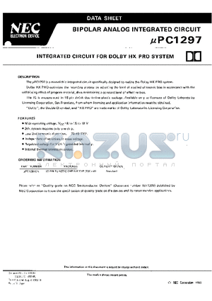 UPC1297 datasheet - INTEGRATED CIRCUIT FOR DOLBY HX PRO SYSTEM