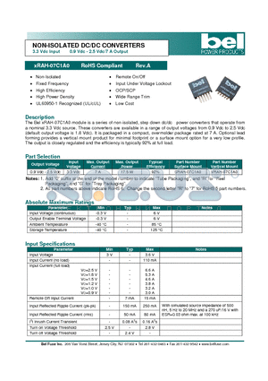 VRAH-07C1A0 datasheet - NON-ISOLATED DC/DC CONVERTERS