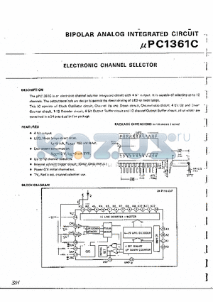 UPC1361C datasheet - ELECTRONIC CHANNEL SELECTOR
