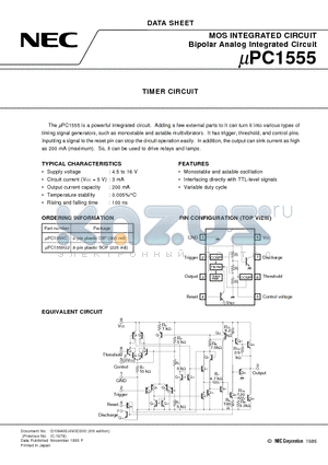 UPC1555C datasheet - TIMER CIRCUIT