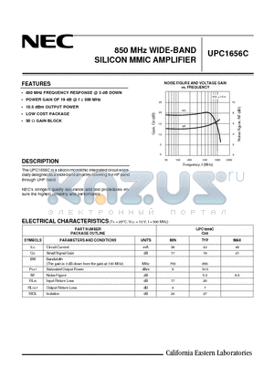 UPC1656 datasheet - 850 MHz WIDE-BAND SILICON MMIC AMPLIFIER