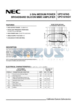 UPC1678 datasheet - 2 GHz MEDIUM POWER BROADBAND SILICON MMIC AMPLIFIER