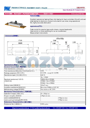 S05111H01 datasheet - ROTARY POTENTIOMETER