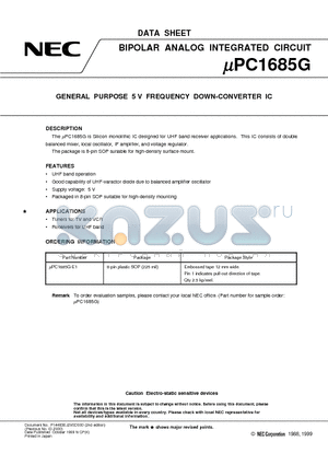 UPC1685G datasheet - GENERAL PURPOSE 5 V FREQUENCY DOWN-CONVERTER IC