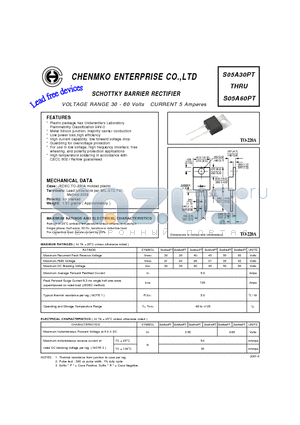 S05A35PT datasheet - SCHOTTKY BARRIER RECTIFIER