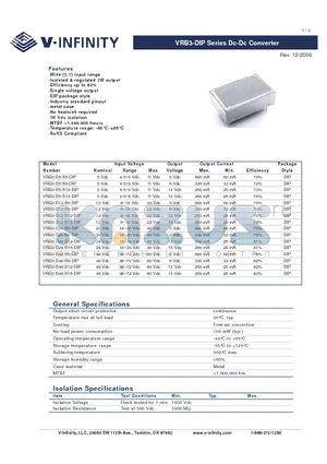 VRB3-D12-S12-DIP datasheet - Dc-Dc Converter