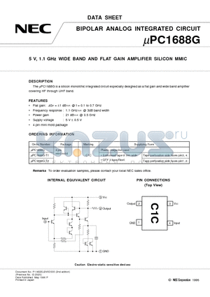 UPC1688G-T1 datasheet - 5 V, 1.1 GHz WIDE BAND AND FLAT GAIN AMPLIFIER SILICON MMIC