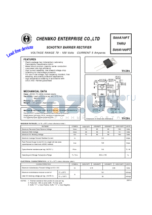 S05A80PT datasheet - SCHOTTKY BARRIER RECTIFIER