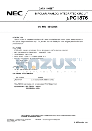 UPC1876 datasheet - US MTS DECODER